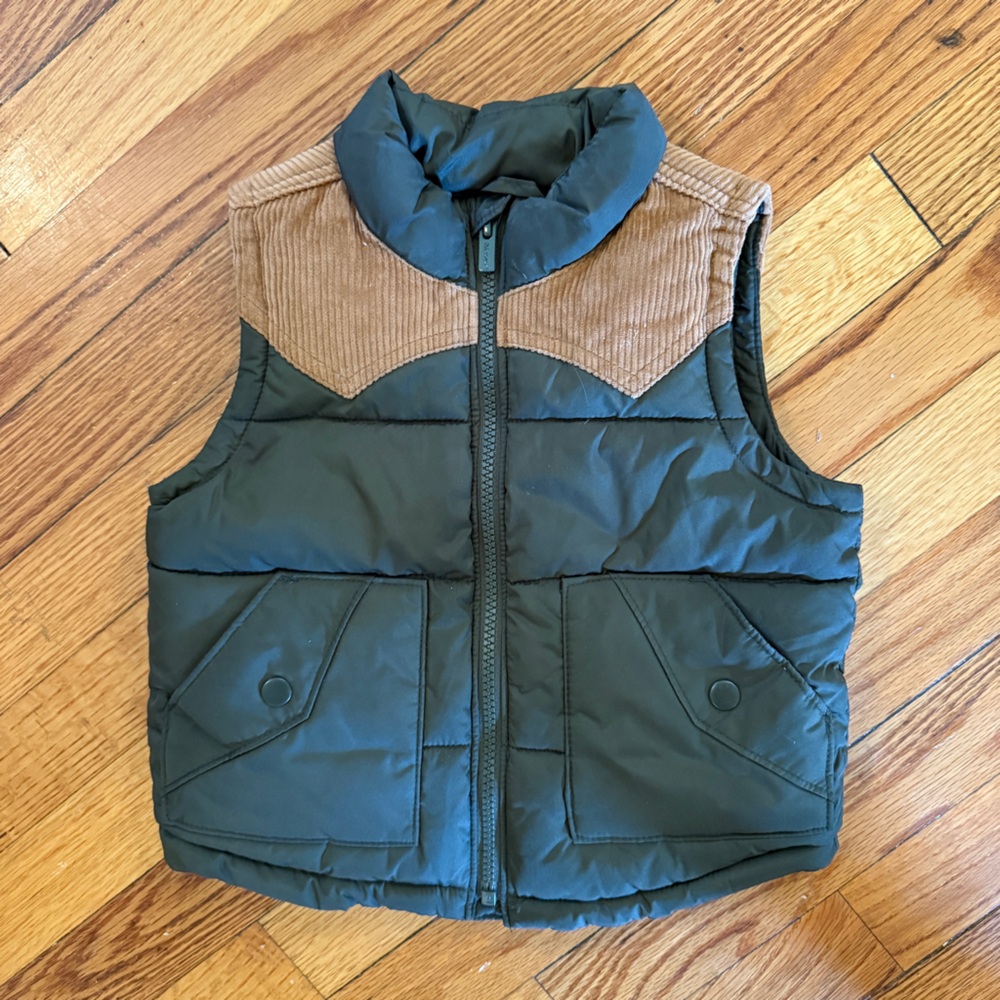 Old Navy Olive and Tan Quilted Vest